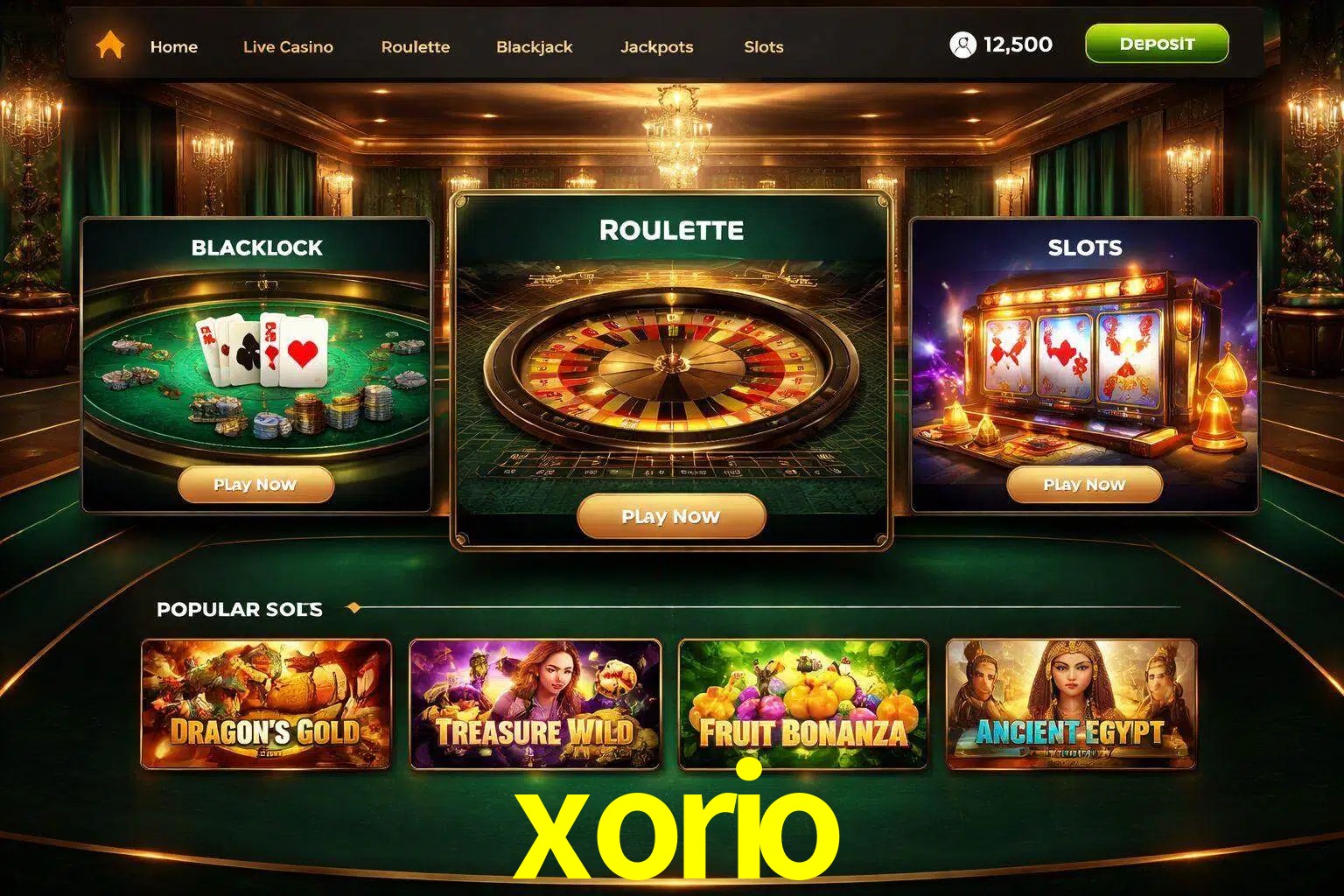 Vista de la plataforma xorio Casino mostrando categorías organizadas de juegos en línea